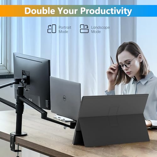 WGK 17.3 inch Portable Monitor 1080P FHD 144Hz Travel Display HDMI/USB-C Compatible with Laptops, Desktops, Phones, PS, Mac, Xbox, Switch, and Other Gaming Devices with Smart Cover & Speakers VESA - size: 17.3 Inch 1080p