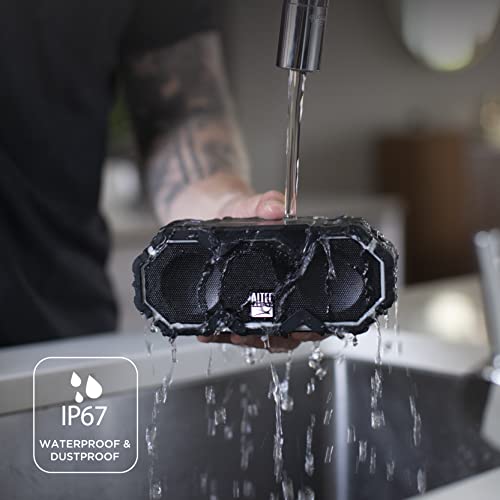 Altec Lansing Mini LifeJacket Jolt Bluetooth Speaker with Qi, Wireless, Waterproof, Portable, Speakers, Loud Volume, Strong Bass, Rich Stereo System, Microphone, 16 Hour Battery, 100 ft Range, Gray - color: Gray