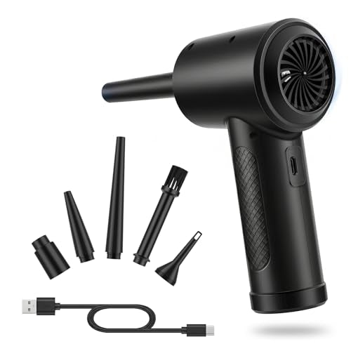 Compressed Air Duster,100000RPM Electric Air Duster for Computer Keyboard - color: Black