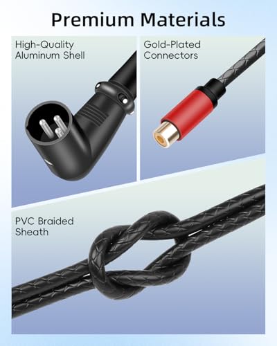 90 Degree 3Pin XLR to RCA Cable,Right Angle XLR Male to RCA Female Audio Adapter Cable for Mixers, Amplifiers, Players, Microphones est.(30CM/1FT) - style: 90 Degree XLR 3-Pin Male to RCA Female(0.3m/1ft)