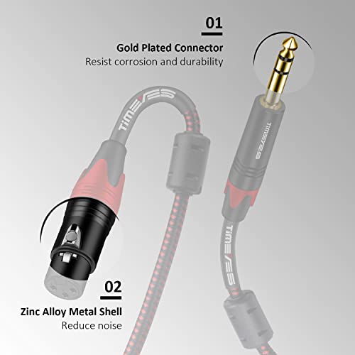 1/4'' TRS to XLR Female Cord 20M, 6.5mm to XLR 3-Pin Female Microphone Cable, XLR to 6.35mm TRS Jack Stereo Instrument Cord, Balanced Quarter Inch TRS to XLR Plug Mic Cable 6.5mm to XLR 66FT - size: 20M/66FT