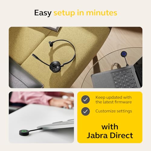 Jabra Engage 55 SE (Second Edition) Single-Ear Wireless Headset w/Link 400 USB-A DECT Adapter – Noise-Cancelling Mic, Extensive Range – Works with All UC Platforms Like Google Meet & Zoom, Black - size: USB-A Adapter, style: All Platforms