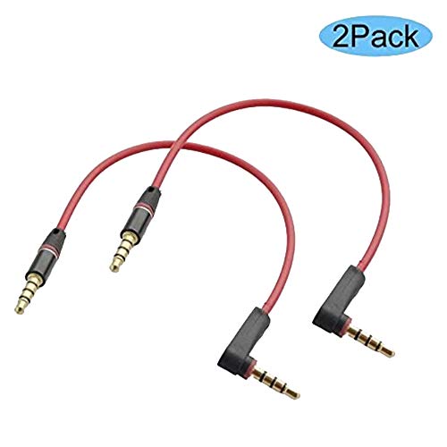 Audio Cable Short 3.5mm 1/8" TRRS Angled Male to Male Headphones Aux Cord 4 Conductor(4 Pole) Auxiliary Cord Extender Cord for Headset, iPhone, iPad, Smartphones, Tablets Car Home Speaker 2Pack 8 inch - style: Angled to Straight