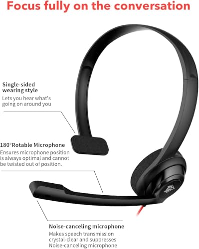 NUBWO HW02 USB Headset with Microphone Noise Cancelling &in-line Control, Ultra Comfort Computer Headset for Laptop pc, On-Ear Wired Office Call Center Headset for Boom Skype Webinars (USB-A) | USB-A - Ultra Comfort Computer Headset for Laptop pc, On-Ear