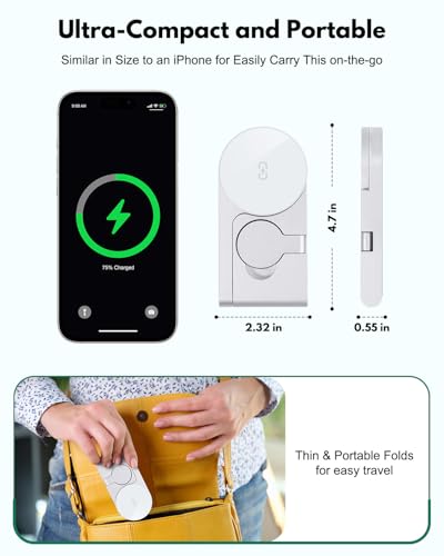 2026 3 in 1 Wireless Charging Station Mag-Safe Fast Charging Station for Apple MagSafe Charger, with USB C Charger, Foldable Charging Magnetic Wireless Charger Stand, Space Aluminum Travel Charger - color: Silvery
