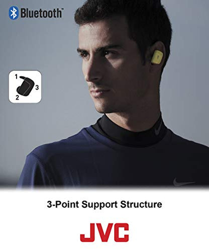 JVC True Wireless Earbuds for Sports & Fitness, Sweat/Water Proof IPX5, Bluetooth Connectivity, Pivot Motion Fit, 3 Point Support Structure, 3+6 Hours Battery Life - HAET90BTB (Black)