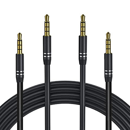 2팩 3.5mm 오디오 케이블 수 - 수 (4피트/1.2M), 4극 하이파이 스테레오 AUX 코드, 헤드폰, 자동차 및 모든 3.5mm 지원 장치용 오디오 잭 보조 코드 연장 어댑터 - 블랙