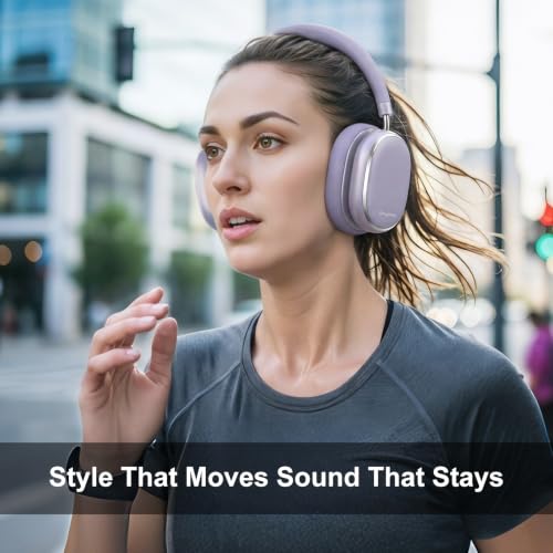 Srhythm NiceComfort 95 Adaptive Noise Cancelling Headphones Wireless | Bluetooth with Spatial Audio,Transparency,ENC,HD Sound,Low Latency for Gaming,Slim Headphones Lightweight - color: Romantic Purple