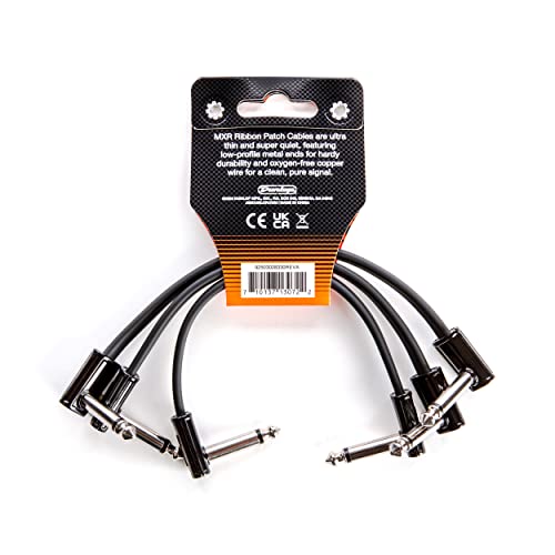 Jim Dunlop, 1/4-Inch Right Angle MXR Ribbon Patch Cable 6 in|15 cm-3 Pack (3PDCPR06) - size: 6 Inch