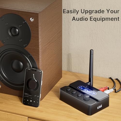 Eujgoov Bluetooth 5.3 Transmitter and Receiver Low Latency Wireless Audio Adapter for Speaker Music Streaming Stereo System