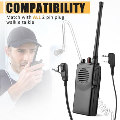 Weewooday 20 Pack Walkie Talkies Earpiece with Mic Radio 2 Pin Acoustic Tube Headset Earpiece Compatible with Baofeng UV-5R Retevis H-777 RT1 RT21 RT22 Arcshell AR-5 2 Way Radio