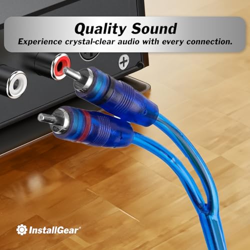 InstallGear 12ft RCA Y Adapter Splitter - RCA Y Splitter 2 Male 2 Male Connection with Shielding - Connector for Car Audio, Home Theater - Durable Cable Splitters with OFC Conductor - Blue - size: 2M-2M (12 ft)