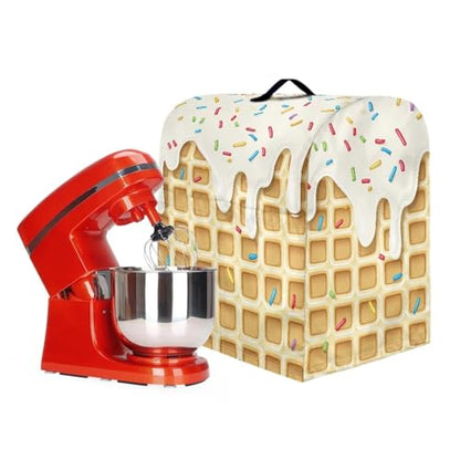 Stand Mixer Dust Cover with Top Handle, Stand Mixer Organizer Bags with Front Pockets Dust-Proof Stand Blender Cover Kitchen Attachments Ice Cream - color: Ice Cream, size: S