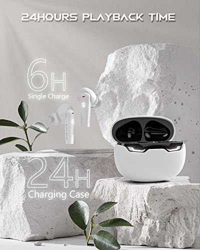 Black Shark Bluetooth Earbuds Wireless Earbuds with Emoji LED Light, Gaming Earbuds with 45ms Ultra Low Latency, Bluetooth 5.1, Music and Gaming Dual Modes, 24H Playtime, IPX5 Waterproof- White