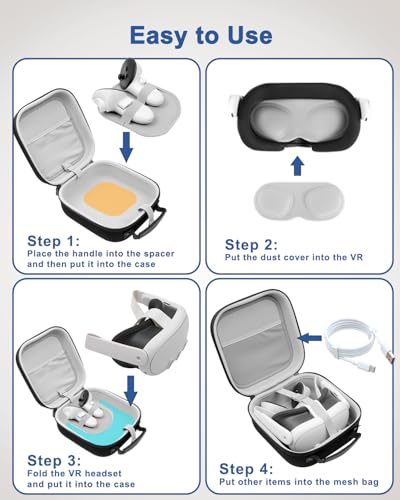 Hard Carrying Case for Meta Quest 3S/Quest 3/Steam Frame/Vision Pro Black - color: Black