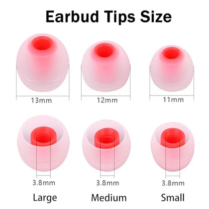 실리콘 이어버드 팁 - 대부분의 인이어 이어버드에 적합 (내부 구멍 3.8mm -5.1mm) - 9쌍 S M L - color: 레드/투명