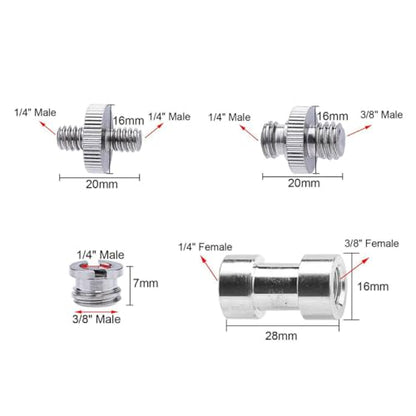 20pcs Metal Threaded Screw Adapter Set 1/4 to 3/8 Inch Converter Mounts for DSLR Camera Tripod and Microphone Stand, Silver, Compatible with Camera and Monopod Accessories