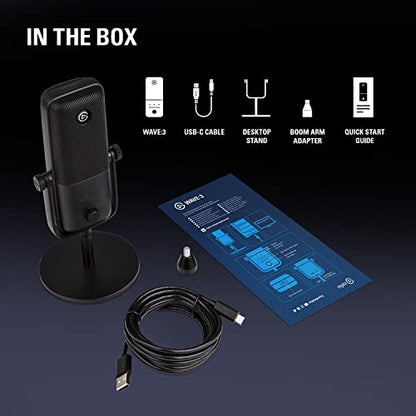 Elgato Wave:3 USB Condenser Microphone for Streaming - color: Black