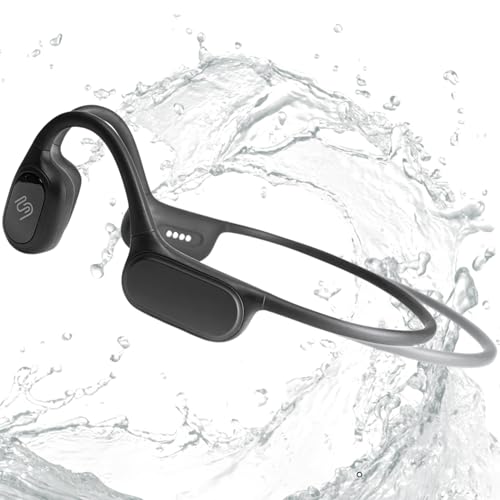 FlowMotion Versa Open-Ear Swimming Headphones Bluetooth Bone Conduction Headphones, 32GB MP3 Player, IP68 Waterproof, Secure Fit for Workouts, Running, Swimming, Cycling, Gym, Built-in Microphone