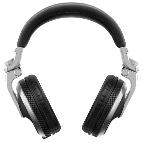 Pioneer DJ HDJ-X5 Over-Ear DJ Headphones - Silver Bundle with Case, Stand, and Austin Bazaar Polishing Cloth - color: HDJ-X5, style: Silver