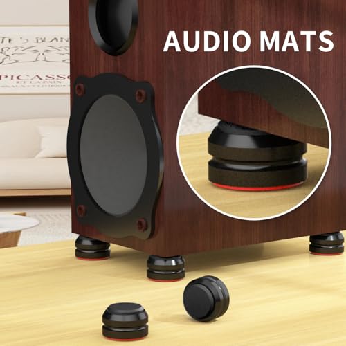 Preffair Audio Speaker Aluminum/Silicone Isolation Feet Turntable Damper Vibration Stopper Stand Absorption Shock Pad for Amplifier Preamp DAC Devices 4Pcs (Black, 1.73"x1.18") - color: Black