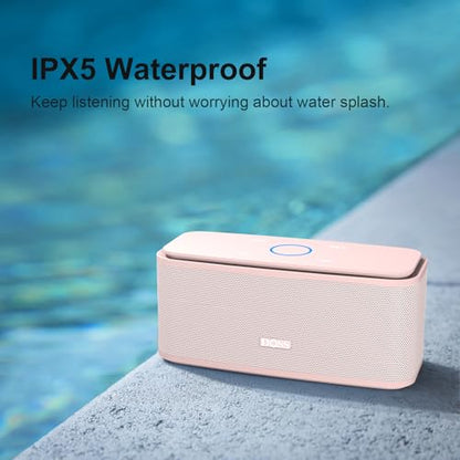 DOSS SoundBox Touch Wireless Bluetooth Speaker-12W HD Sound with Rich Bass | Portable & Small Design, IPX5 Waterproof, 20H Playtime, Handsfree, House, Office Desktop, Bedroom, Indoor Use, Light Pink - color: Light Pink