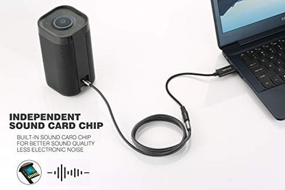 USB Headphone Adapter, DUKABEL External Sound Card for PC, PS4, PS5-25CM | TRRS-Mic Supported, DAC Chip, 16bit/48KHz, Compatible with Windows, PC, Laptop, Mac, Linux, Desktops, PS4, PS5 - size: 9.8 inch / 25 cm