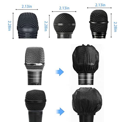 400pcs Microphone Cover Disposable,Mic Windscreen Non-Woven Handheld Mic Cover Black Pop Filter Individually Wrapped, 3.34in