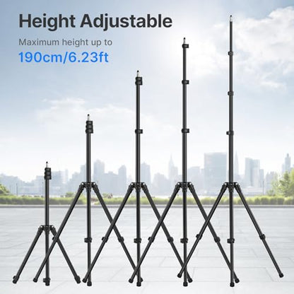 Ulanzi TT43 Extendable Photography Light Stand, Adjustable 6.23ft Aluminum Tripod, Reversible Portable Studio Lighting Tripod for Continute Output Lighting/Strobe Light/Webcams/Cameras/Softbox | 3KG Load, Reversible Portable Studio Lighting Tripods, For C