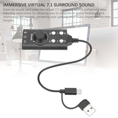 USB Sound Card, 7.1 Surround Sound, Voice Changer, Stereo Card, Compatible for win11, 10, 8.1, 8, 7, OS X, Adapter with Volume Control