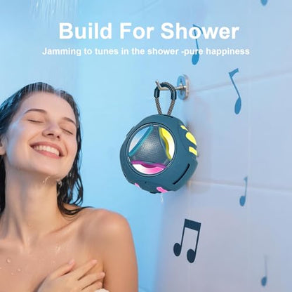 Portable Bluetooth Speaker, IPX7 Waterproof Shower Speaker, Wireless Outdoor Speakers, Floating, Built-in Mic, 24H Playtime with LED Lights, Loud HD Sound, Powerful Bass, Gifts for Unisex - Blue - color: Blue