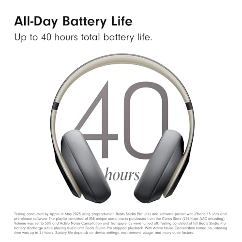 Beats Studio Pro Premium Wireless Over-Ear Headphones- Up to 40-Hour Battery Life, Active Noise Cancelling, Great for Travel & Commuting, Apple & Android Compatible - Exclusive Sand Gray - color: Sand Gray, style: Standalone