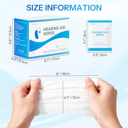100 Count Hearing Aid Cleaning Wipes, Alcohol-Free Individually Wrapped | Cleaning Wipes for Hearing Aids, Earbuds, Earphones, Headphones & Electronic Devices – Removes Earwax & Dust 4.7" x 6"