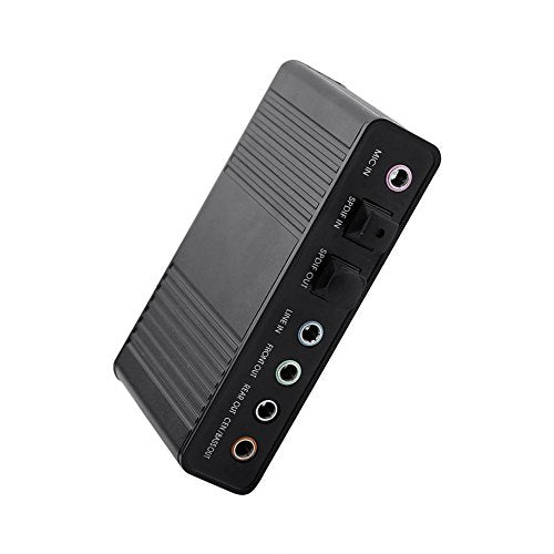 5.1 USB Audio Sound Card with SPDIF, External USB Sound Card Adapter for PC Laptop Audio, Support 48/44 KHz Sampling Rate, Black