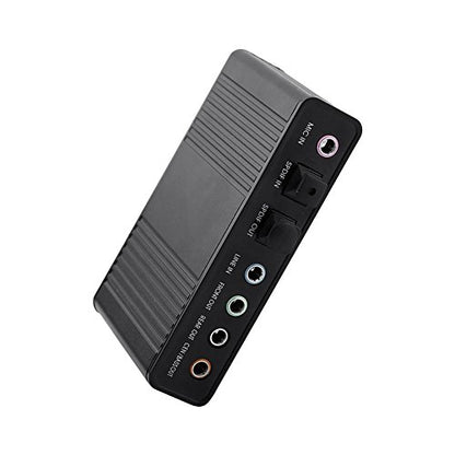 5.1 USB Audio Sound Card with SPDIF, External USB Sound Card Adapter for PC Laptop Audio, Support 48/44 KHz Sampling Rate, Black