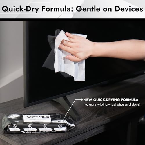 Air Jungles Electronic Wipes Screen Cleaner 70 Count, XL 8x10 Inch | No Cloth Needed, Cleaning LED Screen, TV, Computer, Tablet, Phone, Laptop, Monitor, Smart Watch, Headphone & Gaming Equipment - size: 70 Count (Pack of 1)