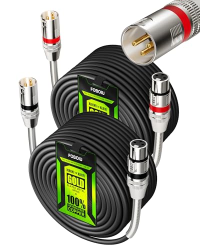 XLR Cables 100ft 2 Pack, Shielded Balanced XLR Male to Female, 3-pin | Long XLR Microphone Cable with Gold-Plated Connectors, Oxygen-Free Copper (OFC) Cord for XL R Cable Speaker, Metal Spring SR - size: 100 Feet, style: 2 Pack