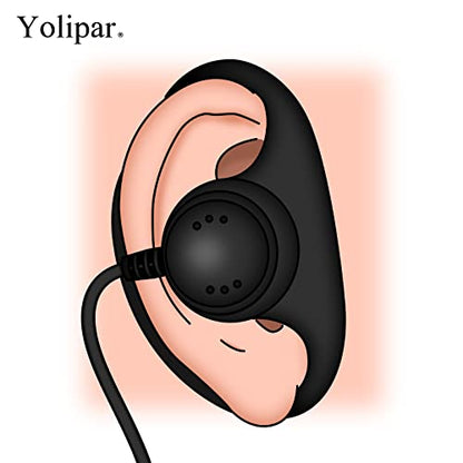 CLS1410 CLS1110 Earpiece Compatible with Motorola Radio CP200 GP300 GP2000 Walkie Talkie with PTT Mic 2 Pin Headset Single-Wire Surveillance Kit (D-Shaped, 2 PCS) - style: D-Shaped*2