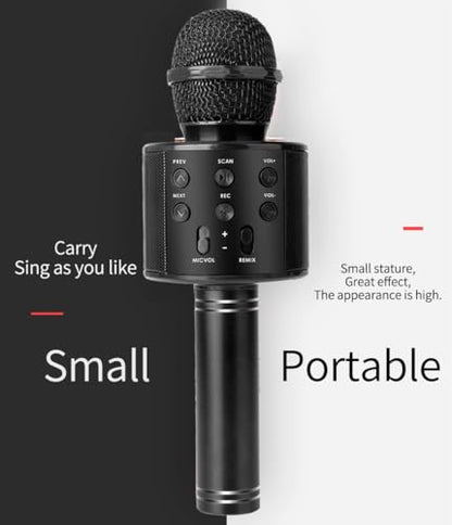 Wireless Bluetooth Karaoke Microphone Portable Handheld Mic Speaker 3-in-1 for All Smartphones Gifts Black