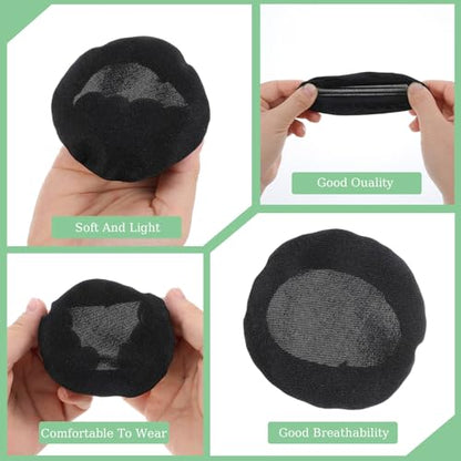 6pcs Fabric Headphone Ear Covers, Black Washable Ear Pad Covers Stretchable Earcup Spandex Headphone Protector Sweat Headset Cloth Fit 3.5" to 5.9