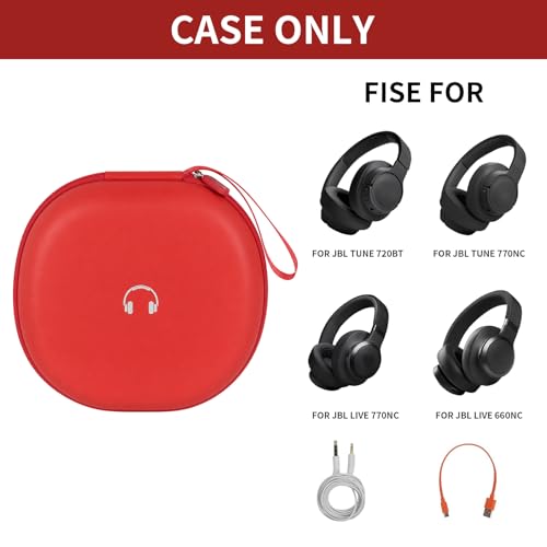 Comecase Headphone Case for JBL Tune 770NC，for JBL Live, 770NC, 660NC, 650B | Adjustable Divider, Cable Space and Carry Handle for Commuting, Gym and Travel, Students and Music Lovers, Case Only - Red - color: Red