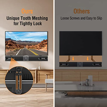 ELIVED Soundbar Mount Under or Above TV, Tool-Free Height Adjustable | Universal Sound Bar TV Bracket, with Detachable Long Extension Plates and L-Brackets, Holds Up to 15 lbs