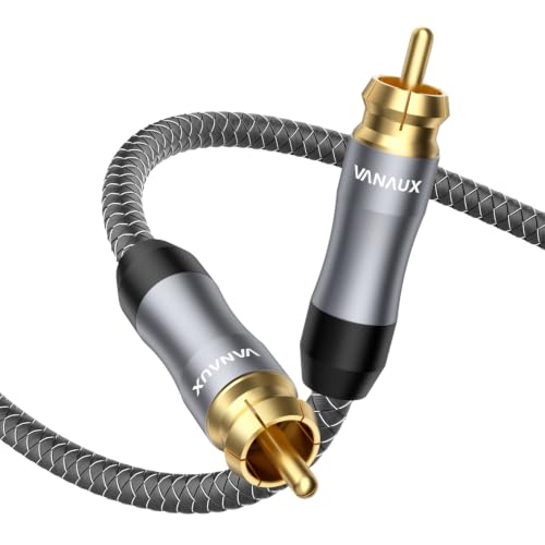 VANAUX Subwoofer Cable, 6ft Digital Coaxial Audio Cable, RCA to RCA Cord,Male to Male Mono [20AWG,4N Oxgen-Free Copper Core] for Home Theater, HDTV, Amplifier, Soundbar(2m/6.6ft) - size: 6.6ft/2m, style: Male to Male-Grey