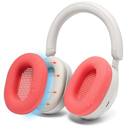 WC SweatZ XM5 - Patented Earpad Sweat Covers for Sony WH1000XM5 by Wicked Cushions | Full 360 Earpad Protection | Sweatproof & Easily Washable | Red - color: Red