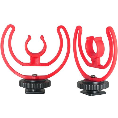 2PCS Interview Dedicated DSLR Camera Microphone Shock Mount Bracket Hot Shoe Mount Accessory Suitable for Video Blogging Live Streaming Video Conferencing Interviews
