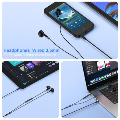Wired Earbuds 3.5mm Jack Headphones for Samsung Galaxy A15 A14 A13 A07 A06 | A25 A24 A23 S10 S9 S8 Wired Ear Buds, in-Ear Headphones with Microphone Volume Control Noise Cancelling for Computer Laptop - color: Black