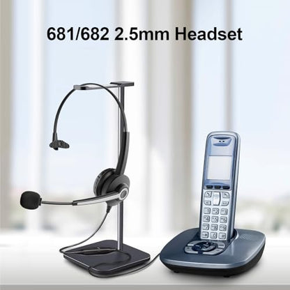 Wantek Mono 2.5mm Telephone Headset with Noise Canceling Mic, Volume Control & Ultra Comfort - Single Ear Design for Panasonic, Cisco, Gigaset, Vtech, AT&T & More Cordless Landline Office Phones - size: 681