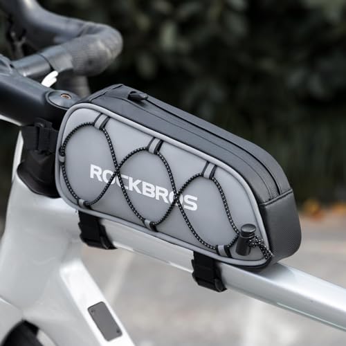 ROCKBROS Top Tube Bike Bag Water-Resistant 0.9L Narrow Slim High Reflective | 1.9in Width No Knee Rub, All-Over Reflective, Polyester Water-Resistant,Fits Phone, Wallet, Short Rides Commuting - color: STYLE 3