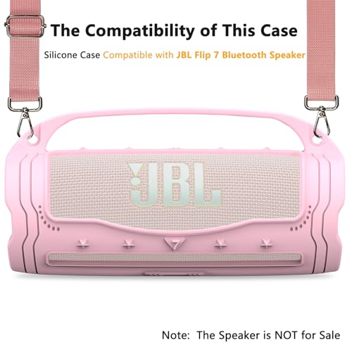 Silicone Cover Case for JBL Flip 7 Portable Bluetooth Speaker - color: Pink