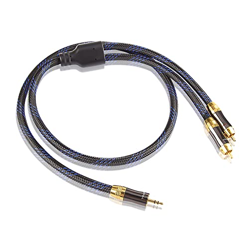 Dual Shielded (OD 8.0mm) 3.5mm AUX to 2 RCA Audio Adapter Cable (10FT) - size: 10 Feet